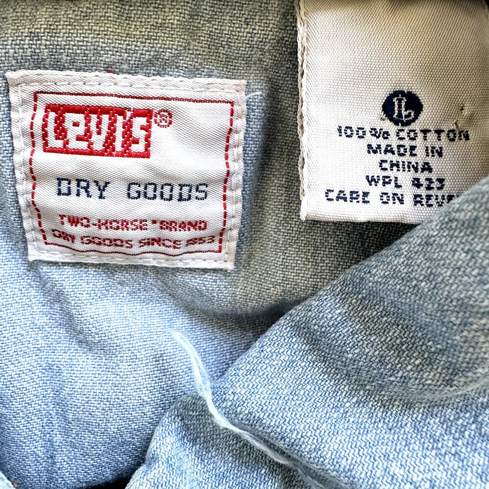 Levis Patchwork Denim Button Down Retro Western C… - image 3